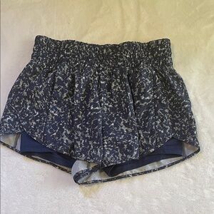 Women's Navy Patterned Athletic Shorts